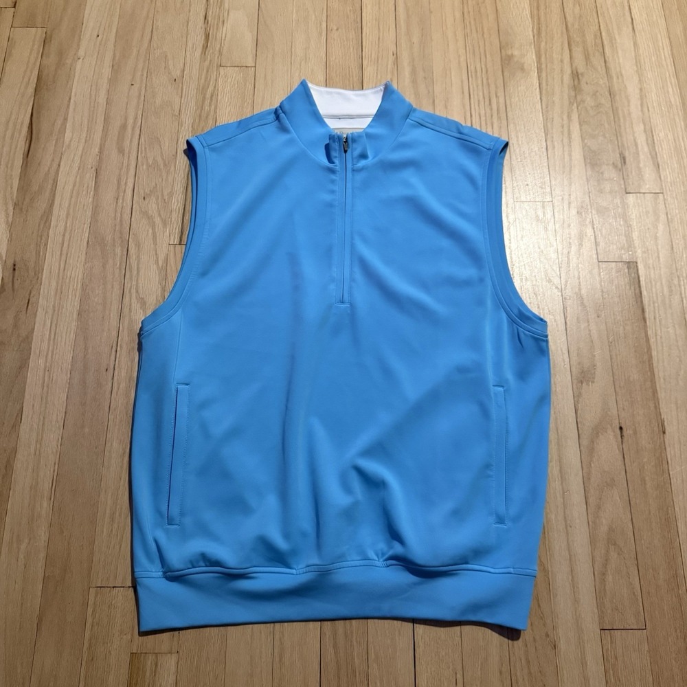Donald Ross Golf Vest Sweater Mens Large Blue Half Zip Preppy Gorpcore‎ Logo
